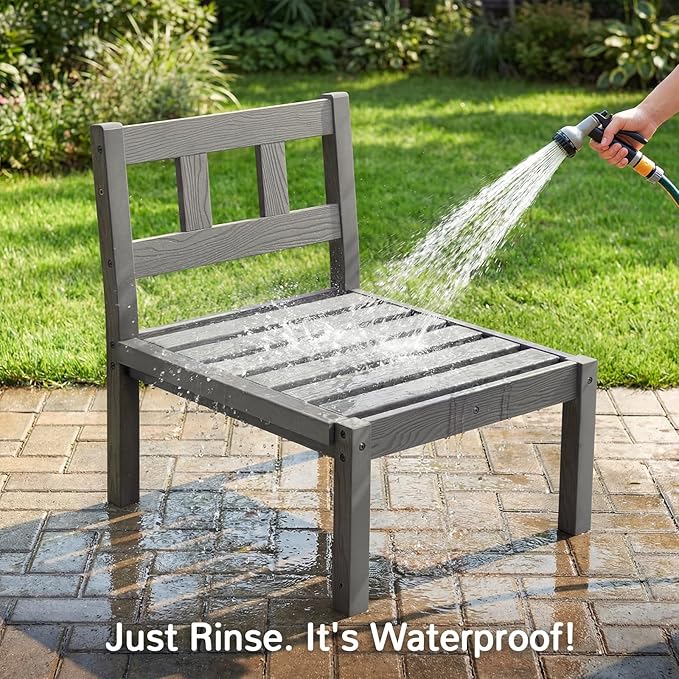 Stoog Modular Armless Chair - Interlocking HIPS Frame Waterproof Seat for Building Sectional Sofas, Grey
