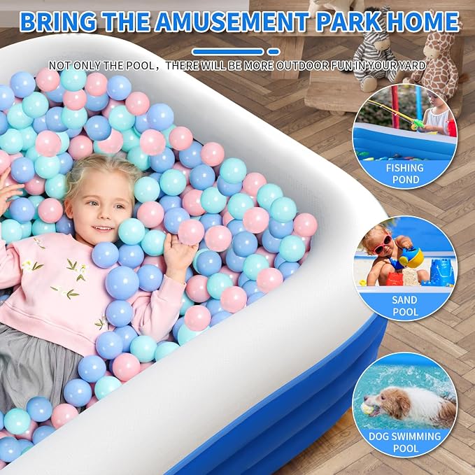 Inflatable Swimming Pool, Blow up Pool, Above Ground Swimming Pools for Family,Pool for Adults 120x72x22 inch Full-Sized Inflatable Pools for Outdoors, Backyard