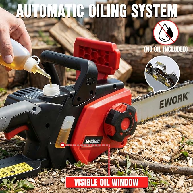 EWORK Electric Chainsaw Corded 16-Inch 15 Amp Electric Chain Saws, Corded Chainsaw with Tool-Free Chain Tension, Auto Oiling, Low Kickback, Electric Chainsaw for Tree Cutting, Pruning, Firewood