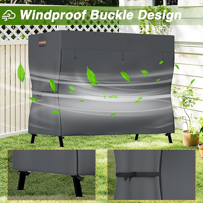 EVRBUL Upgraded Outdoor Swing Cover, 3 Seater Patio Swing Heavy Duty 420D Cover, Waterproof Windproof UV Protection, 87”L x 49”W x 67”H