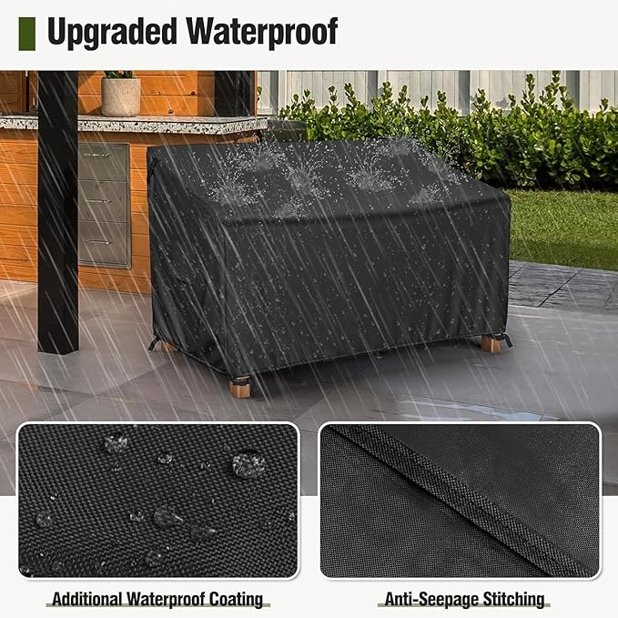 MR.COVER 3-Seater Outdoor Couch Cover Waterproof, Patio Furniture Cover for Sofa, Heavy Duty Outdoor Sofa Covers, Polyester & Double-Stitched Seams, Fits up to 76" W x 37" D x 35" H, Classic Black