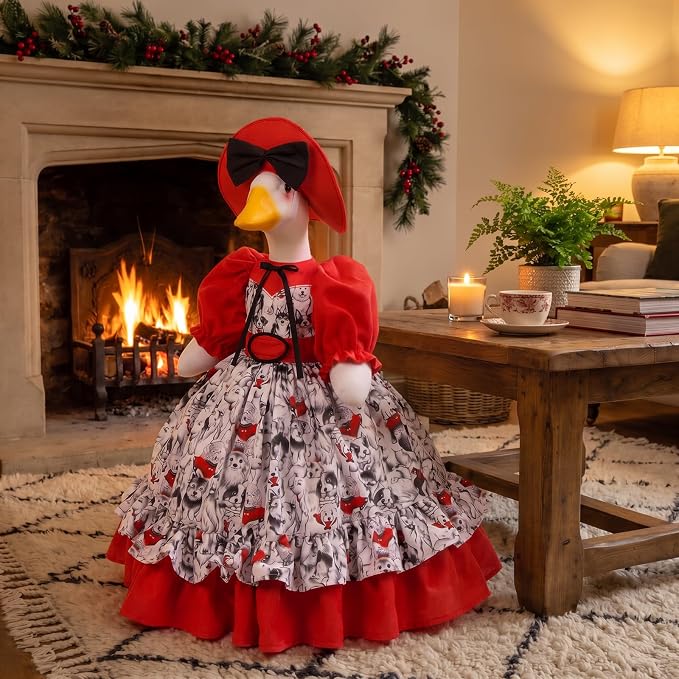 Suzile Porch Goose Outfit Dog Lover Goose Costume for 23" High Cement or Plastic Geese Clothes for Yard Lawn Outdoor Garden Patio Concrete Duck Statue Dresses Decorations