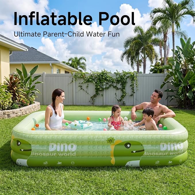 Extra-Large Inflatable Pool for Kids and Adults-152" X 72" X 23" Full-Sized Inflatable Swimming Pool Leakproof Blow Up Pool Above Ground for Backyard, Outdoor, Garden, Summer Water Party
