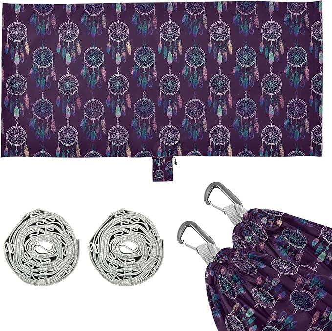 Camping Hammock Outdoor Hammocks for Outside Deep Purple Dreamcatcher Beach Trees Portable Lightweight with Pockets Tree Straps Indoor