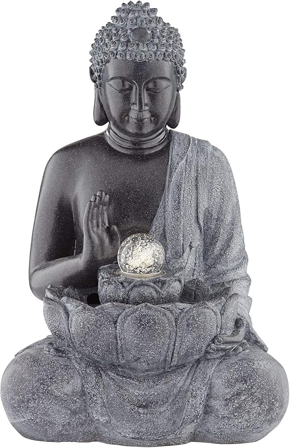Sitting Buddha 28" High Large Zen Asian Indoor Outdoor Decor Faux Stone Floor Water Fountain with Light LED Standing Water Feature for Outside Garden Patio Yard Backyard Porch Deck - John Timberland