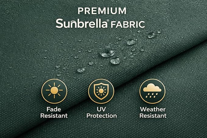 Treasure Garden 7.5ft Patio Umbrella – Outdoor Market Umbrella – Push Button Tilt – Black Aluminum Frame (Sunbrella, Black)