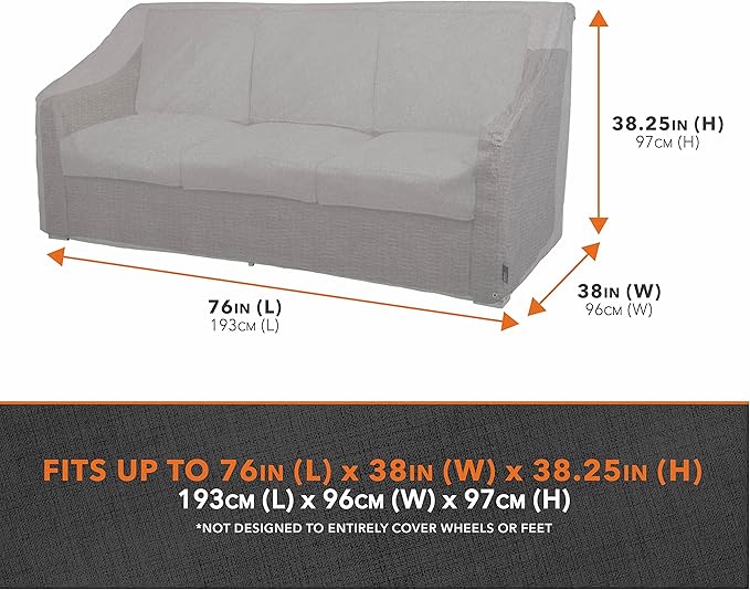 Modern Leisure Garrison Patio Loveseat Cover - Weather-Resistant Fabric - Outdoor Furniture Protection Perfect for Patio, Deck, and Porch - 76" L x 38" W x 38.25" H - Granite