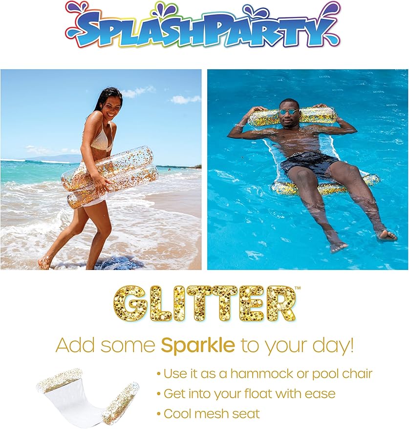 SplashParty Gold Glitter Pool Hammock