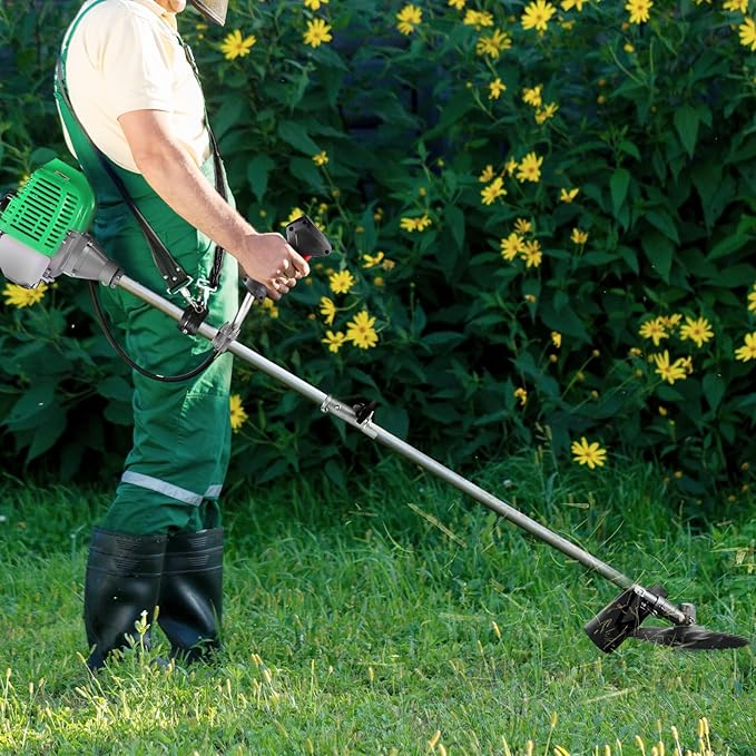 Weed Eater 58CC Weed Wacker 4-in-1 Gas Powered String Trimmer, Gas Brush Cutter with 4 Detachable Heads 18.5" Cutting Path Straight Shaft 2-Cycle for Brush(Green)