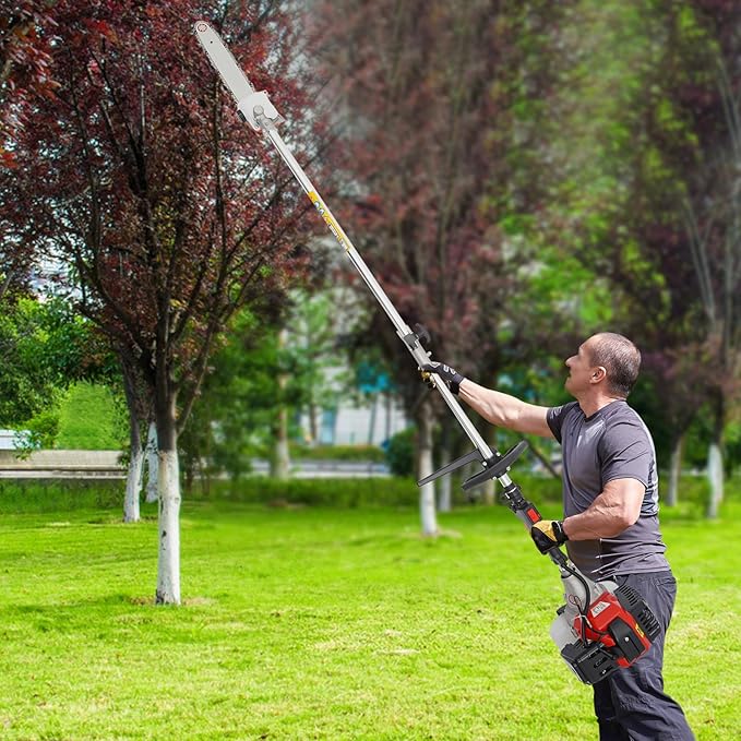 52CC 2 Stroke Weed Eater Gas Powered, Straight Shaft String Gas Trimmer with 10'' Brush Cutter, High-Speed Trimmer for Lawn and Garden Maintenance, Rubber Handle and Shoulder Strap Included