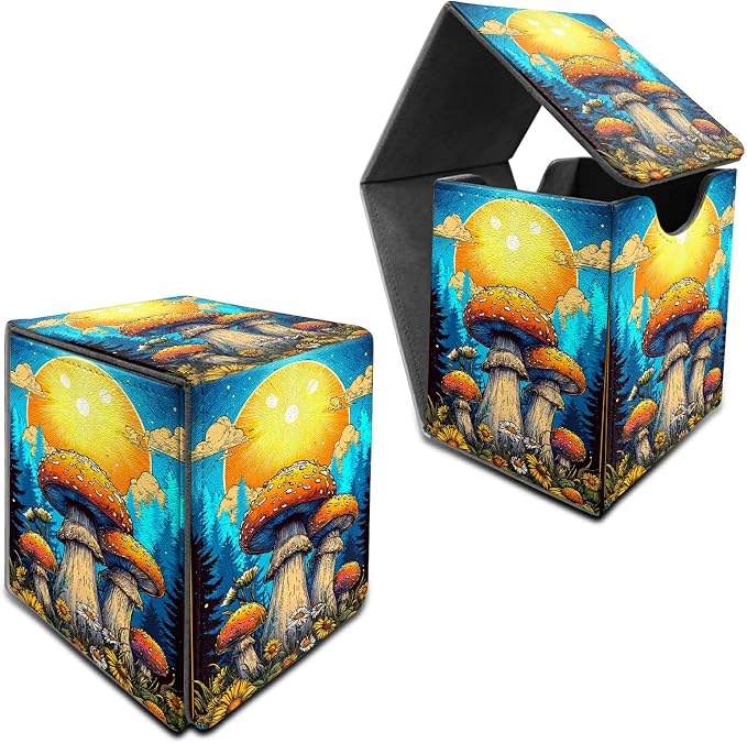 Strawberry Cat Card Deck Box for MTG, Personalized Card Storage Case Fits 120+ Sleeved Cards, Premium Leather TCG Box with Strong Magnetic Closure for Magic, CCG, PTCG, Baseball Cards