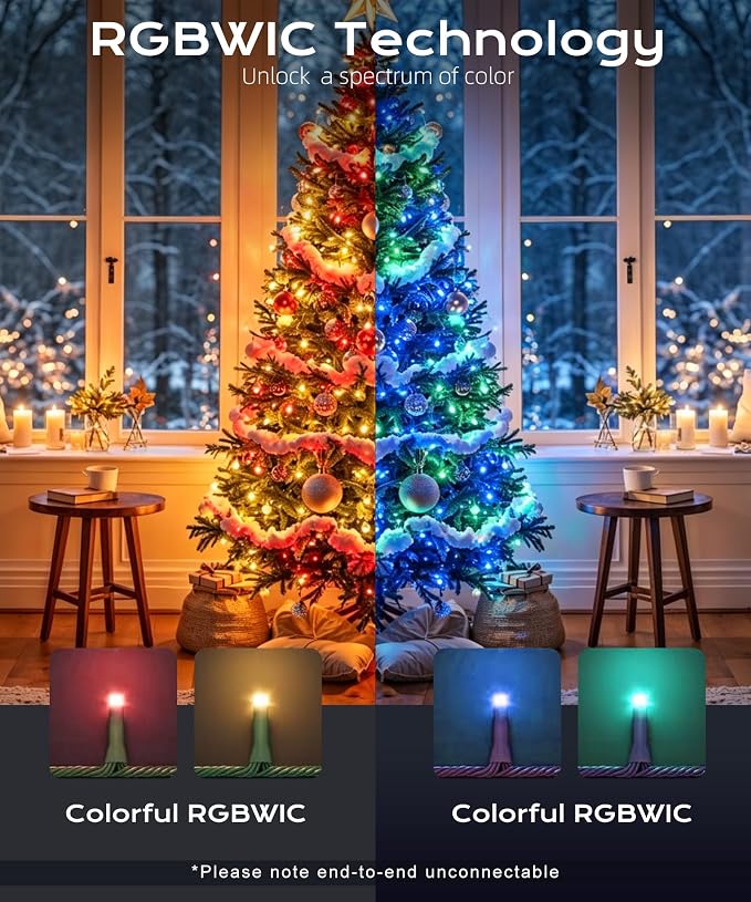 99ft 100 LED Christmas Fairy Lights, 8 Modes Remote Timer,Multicolor | Vivid red, green, blue & yellow glow for indoor or outdoor use; perfect for bedroom, Halloween tree & party decor.