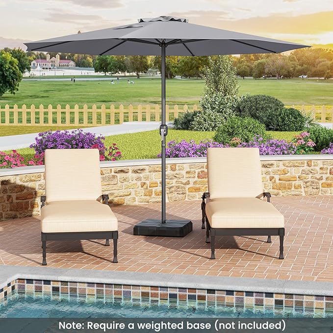 Tangkula 12 FT Patio Umbrella, Outdoor Market Umbrella with Crank Handle, 8 Sturdy Ribs, Double-Tiered Table Umbrella, Sun-Protective Waterproof Canopy Round Parasol for Garden Backyard Pool (Grey)