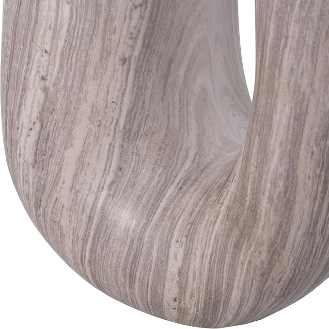 Christopher Knight Home 18.9 Inch Modern U Shaped Accent Table, Sculptural MGO Stone Look Side Table for Indoor Outdoor Garden Balcony Living Room Entryway Bedroom