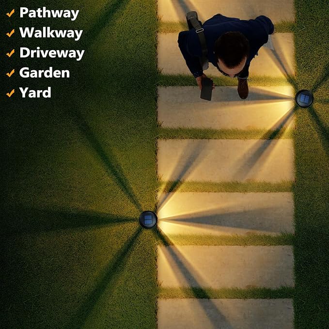 Priddop Solar Pathway Lights Outdoor 12 Pack Solar Lights Outdoor Waterproof 3000K Warm White Tungsten Filament Bulb for Yard Garden Landscape Path Driveway Lawn