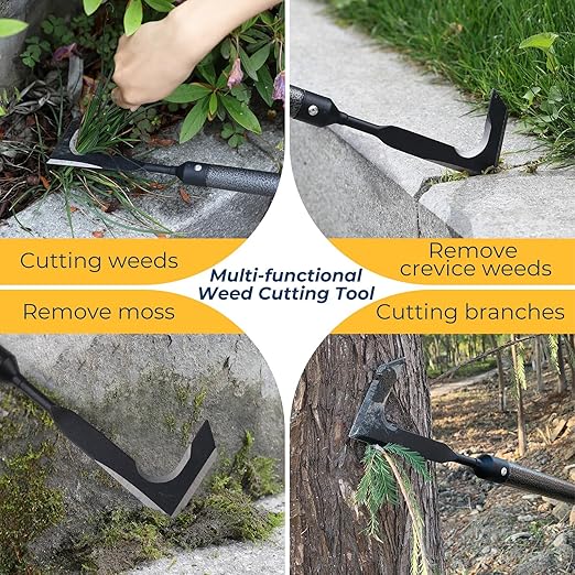 Heavy Duty Crack Weeder for Sidewalk & Paver – 57.7" Long Handle Weed Puller Tool, Carbon Steel Blade for Removing Crevice Weeds from Deck, Patio & Garden Beds