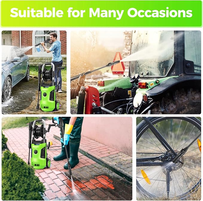 4800PSI Electric Pressure Washer 2026 New 4.0GPM Potable Power Washer with 33FT Pipe, 4 Nozzles, Best for Home/Cars/Fences/Windows, Green