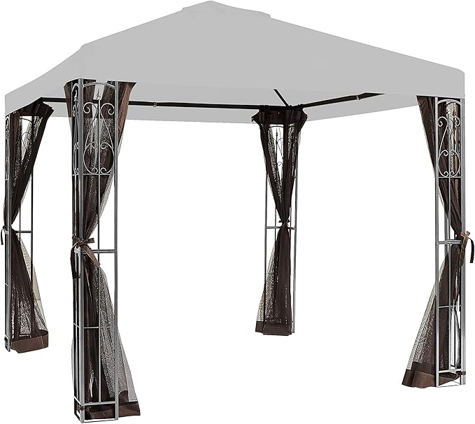 APEX GARDEN Universal 8' x 8' Gazebo Replacement Mosquito Netting (Mosquito Net Only - Brown)