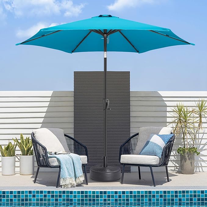 Jarka&Co 7.5ft Patio Umbrella Outdoor - Table Outdoor Umbrella with Push Button Tilt Waterprool UV Protection, Sun Umbrella for Pool, Porch, Garden, Deck, Backyard (Aqua Blue)