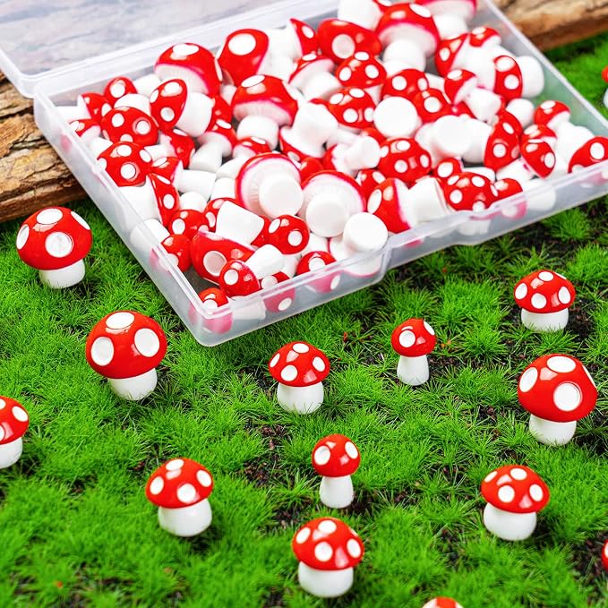 120 pcs Mini Resin Mushrooms for Garden | Tiny Mushrooms, Garden Decoration, Bonsai Micro Landscape, Statue Decoration
