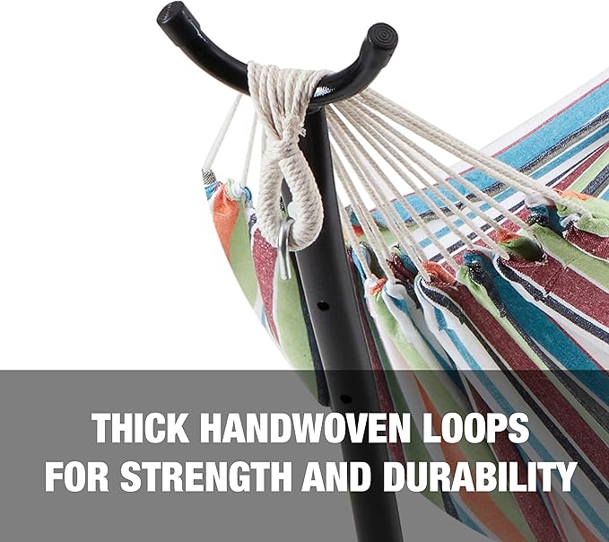 Bliss Hammocks 60" Wide Hammock & Built-in Stand w/Carrying Case & Hanging Hardware Indoor, Outdoor, Poolside, Patio, Backyard Heavy Duty, Strong & Durable 400 Lbs Capacity (BHST-401-TF)