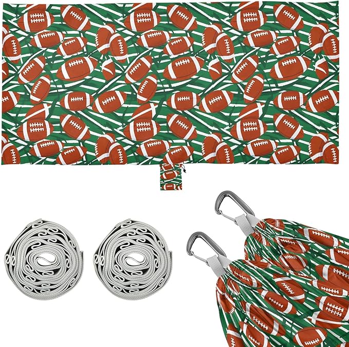 Camping Hammock Outdoor Hammocks for Outside Football Stripes Beach Trees Portable Lightweight with Pockets Tree Straps Indoor