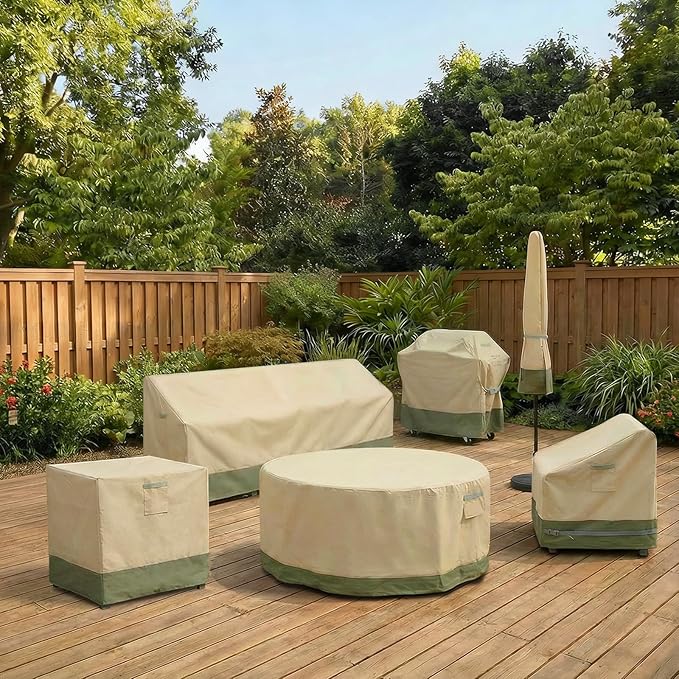 BPS Patio Furniture Cover for Outdoor Table and Chairs, 600D Waterproof and Anti-UV Patio Sectional Set Cover for Outside General Purpose Furniture, 86''L x 86''W x 32''H