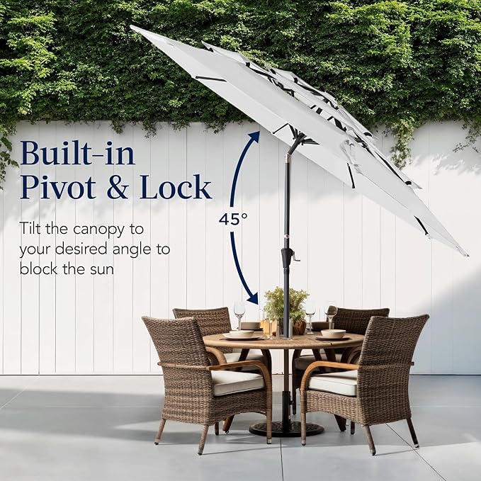 Best Choice Products 10ft 3-Tier Market Patio Umbrella, Outdoor Sun Shade with Tilt, Crank Lift, 8 Ribs for Backyard, Deck, Poolside