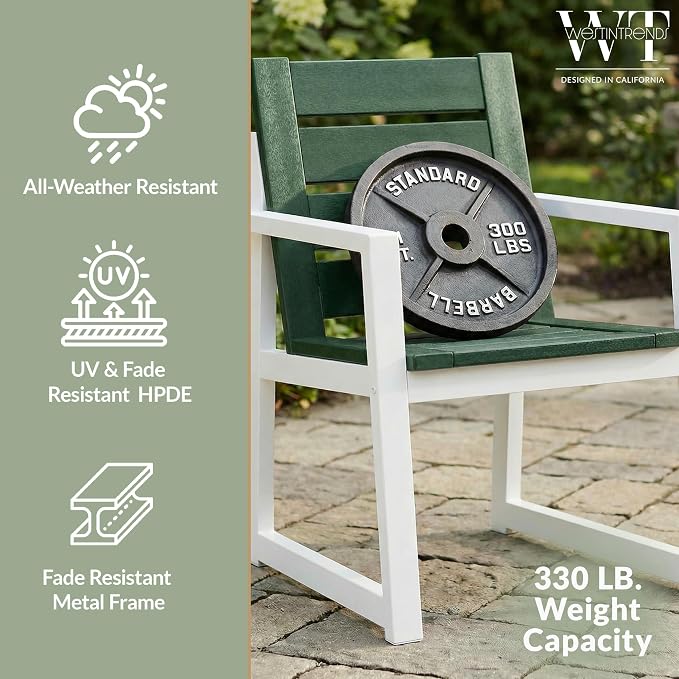WestinTrends Cape May 9-Piece HDPE Outdoor Furniture Patio Dining Table with Umbrella Hole and Chairs Set for 8, Dark Green