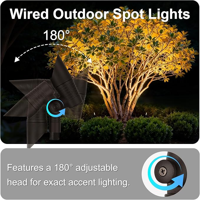 Mini LED Spot Lights Outdoor, 5W 12V Outdoor Bronze Low Voltage Landscape Spot Lights Wired for Tree House Yard Garden, 60° Beam Angle, 2200K/2700K/3000K/4000K /5000K, Aluminium, 6PK