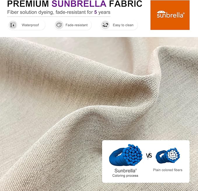 PURPLE LEAF 10' X 10' Patio Large Cantilever Umbrella Outdoor Double Top Deluxe Square Wood Pattern Umbrellas Offset Umbrella Heavy Duty Sun Umbrellas for Garden Deck Pool, Heather Beige