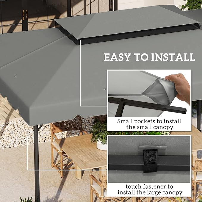 Outsunny 13' x 10' Gazebo Replacement Canopy, Gazebo Top Cover with Double Vented Roof for Outsunny 12.8' x 9.5' Frame for Garden Patio Outdoor (TOP ONLY), Light Gray