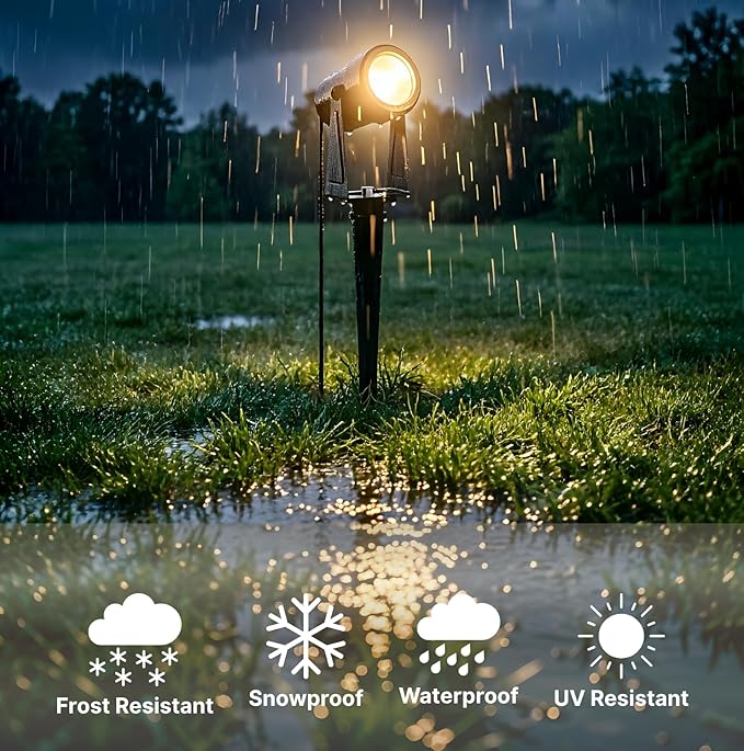 ZYAN Landscape Spotlights with Sensor, 5 Lighting Modes for Brightness Adjustment, Dimmable Timer Auto On Off, Low Voltage Outdoor IP65 Waterproof for Patio Yard Garden Pathway, Warm White (10 Pack)