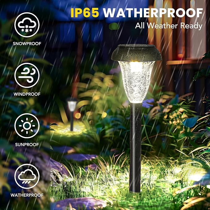 GIGALUMI 16 Pack Solar Light Outdoor Waterproof, Cool White Pathway Lights Solar Powered, Landscape Lighting, Garden Lights for Decor, Patio, Garden, Yard, Pathways, Walkway | Solar Powered Landscape Lighting, Solar Garden Light for Decor, Patio, Garde...