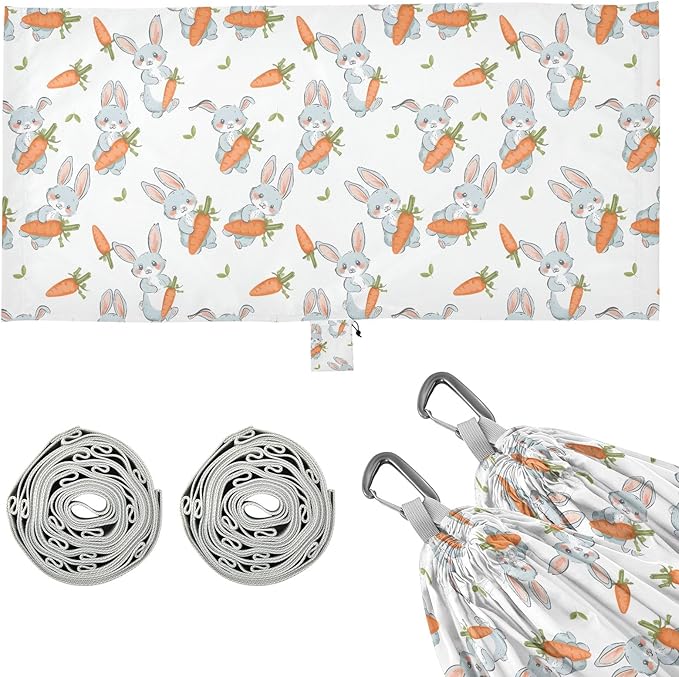 Camping Hammock Outdoor Hammocks for Outside Rabbit Carrot Beach Trees Portable Lightweight with Pockets Tree Straps Indoor Small