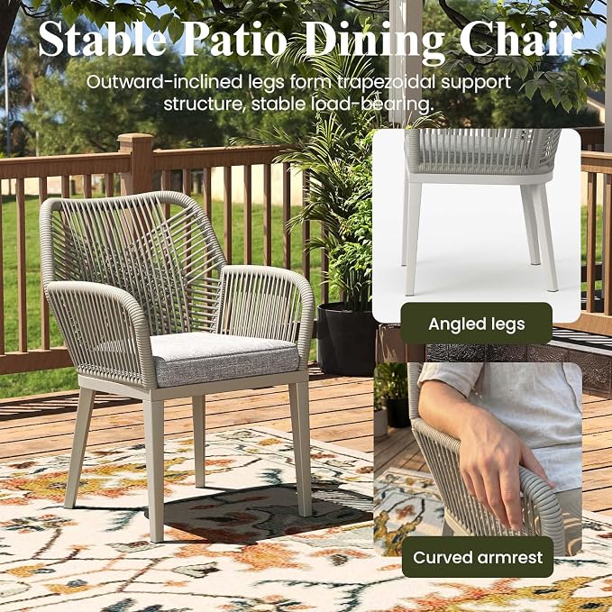 LayinSun Outdoor Dining Set for 8, 9 Pieces Patio Furniture Sets with Aluminum Dining Table and Rope Weave Chairs