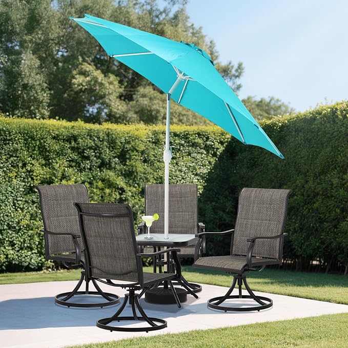 BPS 9FT Outdoor Patio Umbrella, Outdoor Market Table Umbrella with 8 Sturdy Ribs, Push Button Tilt and Crank for Garden, Deck, Backyard, Poolside