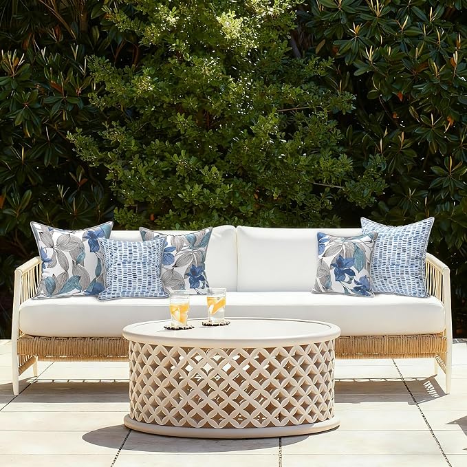 LVTXIII Outdoor Pillow Covers Set of 2, Patio Waterproof Throw Pillow Cases Fade Resistant Accent Pillow Covers for Spring Summer Garden Decoration, 16x16, Pebble Blue