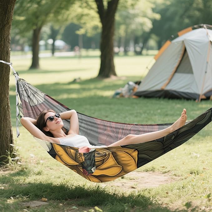 Red Yellow White Roses 330lb Capacity Camping Hammocks with Tree Straps Backyard Hammock for Indoor Outdoor Patio hamaca de Algodon para Jardin