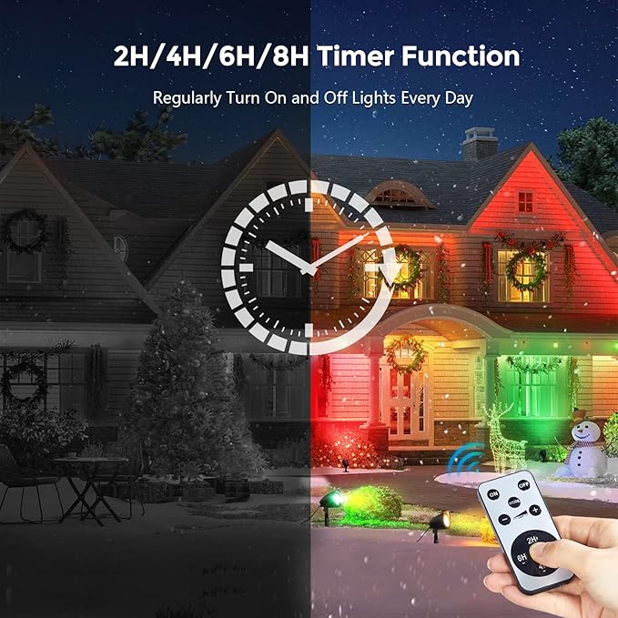 SURAIELEC LED Spotlight, Remote Control Spot Lights Outdoor, Indoor Plant Uplighting with Base, Landscape Light for Yard, Trees Holiday Decor, Red Green Yellow Warm Glow, Waterproof, 10FT Cord
