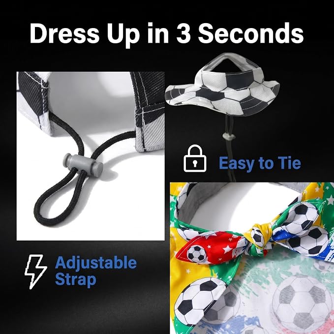 Soccer Porch Goose Outfits – 2PCS Goose Outfits for Porch Goose with Bandana & Adjustable Classic Black-and-White Hat for 23", Outdoor Porch Goose Decor for Game Day, Soccer Season & Yard Display
