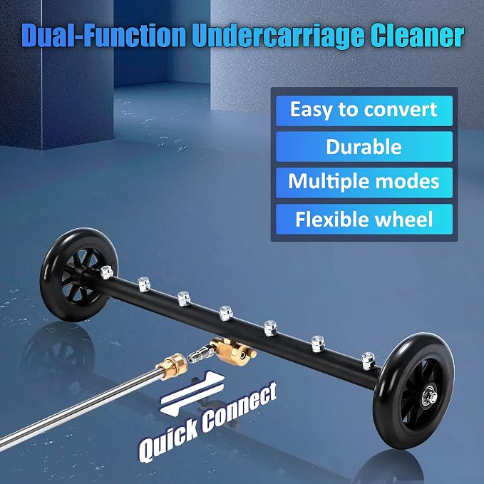 Tool Daily Dual-Function Undercarriage Cleaner 24 Inch, Water Broom for Pressure Washer with 7 Nozzles, Undercarriage Pressure Washer Attachment with 3 Extension Wands, 4000 PSI