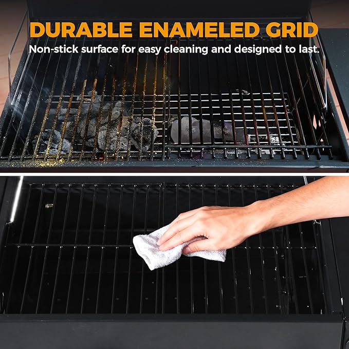 MASTER COOK Charcoal Grills with Two Foldable Side Tables, 353 Sq.In Cooking Area Outdoor Smoke Barbecue bbq Grill for Camping, Backyard Party, Patio, Picnic, Garden, Black,18"D x 43"W x 37"H