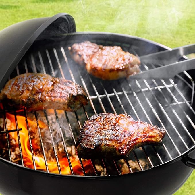 18 Inch Portable Charcoal Grill with Accessories for Outdoor Cooking Barbecue Camping BBQ Coal Kettle - Mini Grilling Utensil Includes Tongs, Spatula,Fork,Basting Brush, Scraper