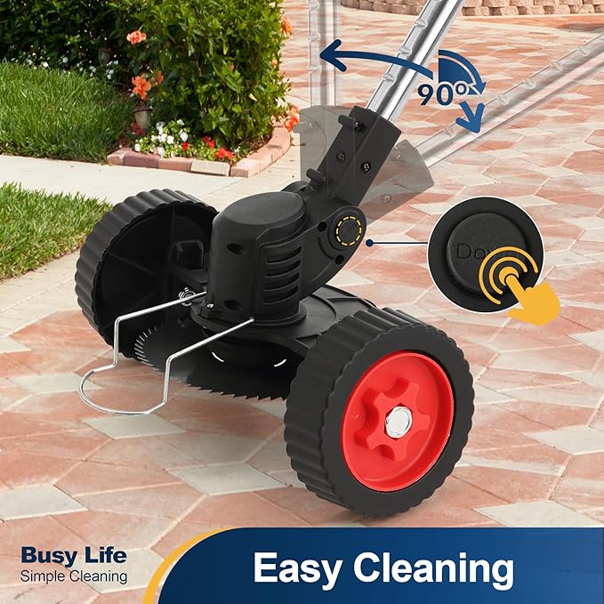 Yocada Cordless String Trimmer 2 in 1 Weed &Edge Trimmer Electric Grass Wacker 47" Telescopic Pole with Handle&Wheel for Garden Yard Lawn(2 * 21V Battery&1*Charger)