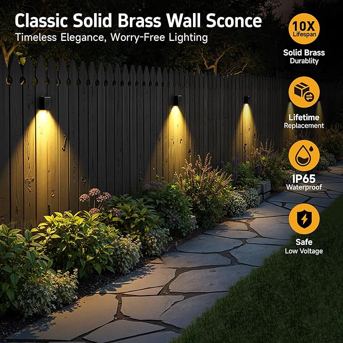 Gardenreet Solid Brass Step Lights - Low Voltage LED Deck Light Landscape, Outdoor Waterproof Hardwired Wall Sconces for Fence Yard Railing Warm White 2700K 3W 216LM 8 Pack