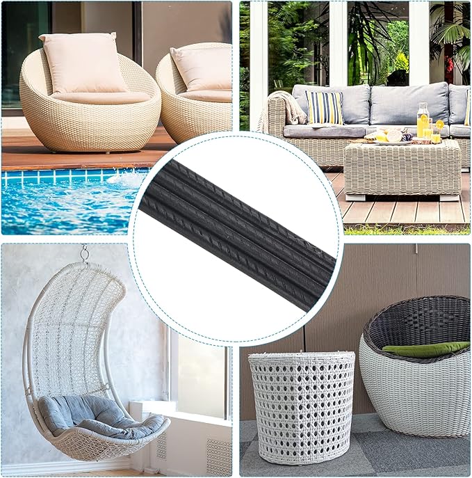 PATIKIL Wicker Repair Kit, 30m/98ft PE Rattan Replacement Repair DIY Set for Wicker Fixing Furniture Patio Furniture Repair, Black