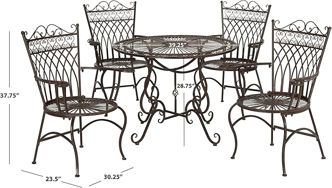 Safavieh Outdoor Collection Thessaly Antique White 5 Piece Patio Set