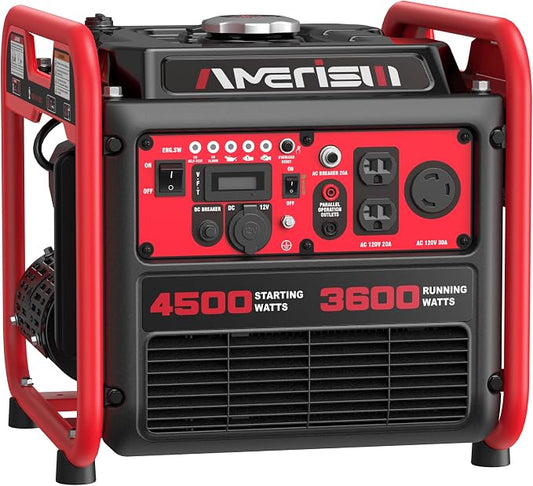 AMERISUN 4500W Gas-Powered Inverter Generator, CO-Sensor, Lightweight, Quiet EPA Compliant for Home, Emergency Backup, Camping, Tailgating, 2025 Version