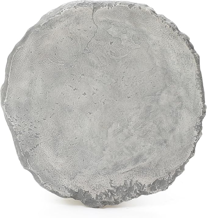 LuxenHome 18.7" Outdoor Side Tables for Patio, Off White Outdoor Accent Table, MgO Patio Side Table for Porch, Poolside, Backyard, Small Concrete End Tables for Outside, Drum Table, Plant Stand